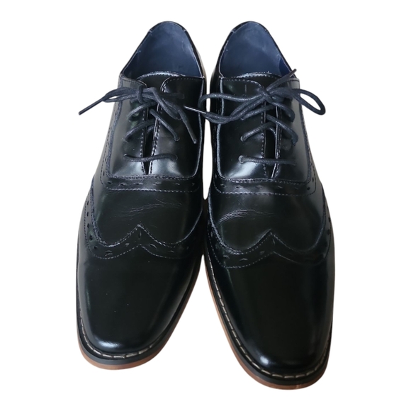 Classic Black Leather Men's Dress Shoes Gatsby Retro Old Money 8 - Picture 2 of 7